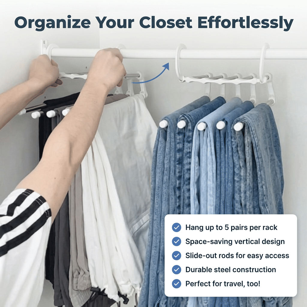 SmartCloset™ - Plassbesparende 5-lags bukseorganisator