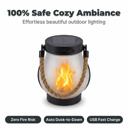 The EverFlame Solar Lantern - A Perfect Flame, Every Night in use