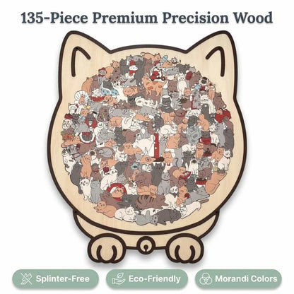 CatCraft™ - Premium puslespill med 135 trebrikker av katt