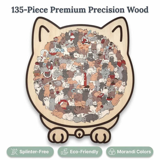 CatCraft™ - Premium 135-piece wooden cat puzzle