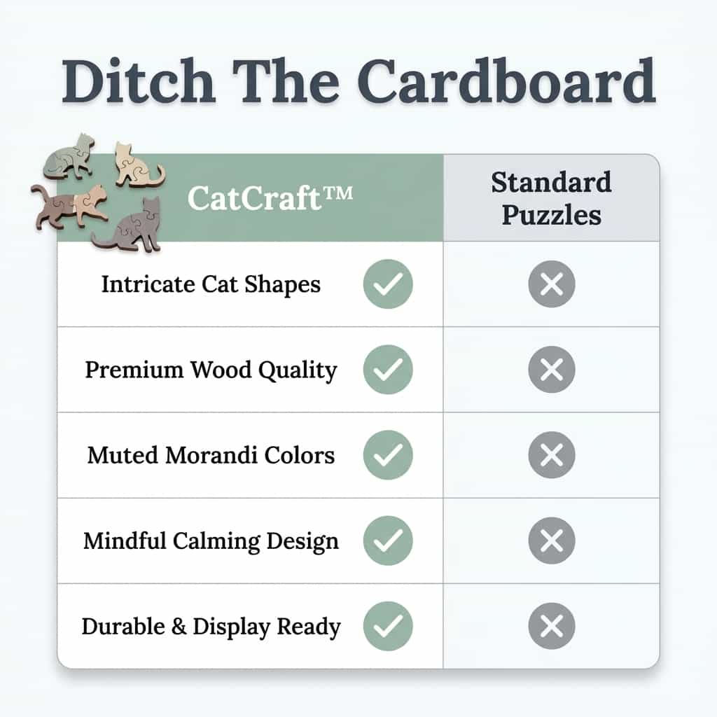 CatCraft™ - Premium puslespill med 135 trebrikker av katt