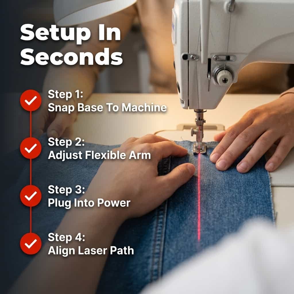Magnetický šijací laser - Perfektné rovné stehy zakaždým