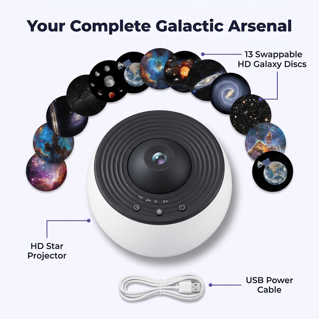 HD Galaxy Star Projector - Stille drift for et fredelig og beroligende søvnmiljø