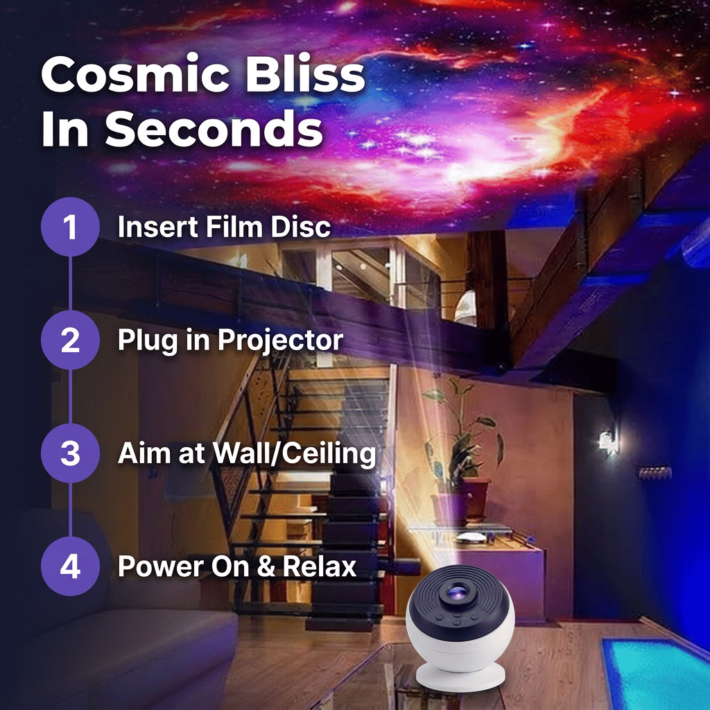 HD Galaxy Star Projector - Stille drift for et fredelig og beroligende søvnmiljø