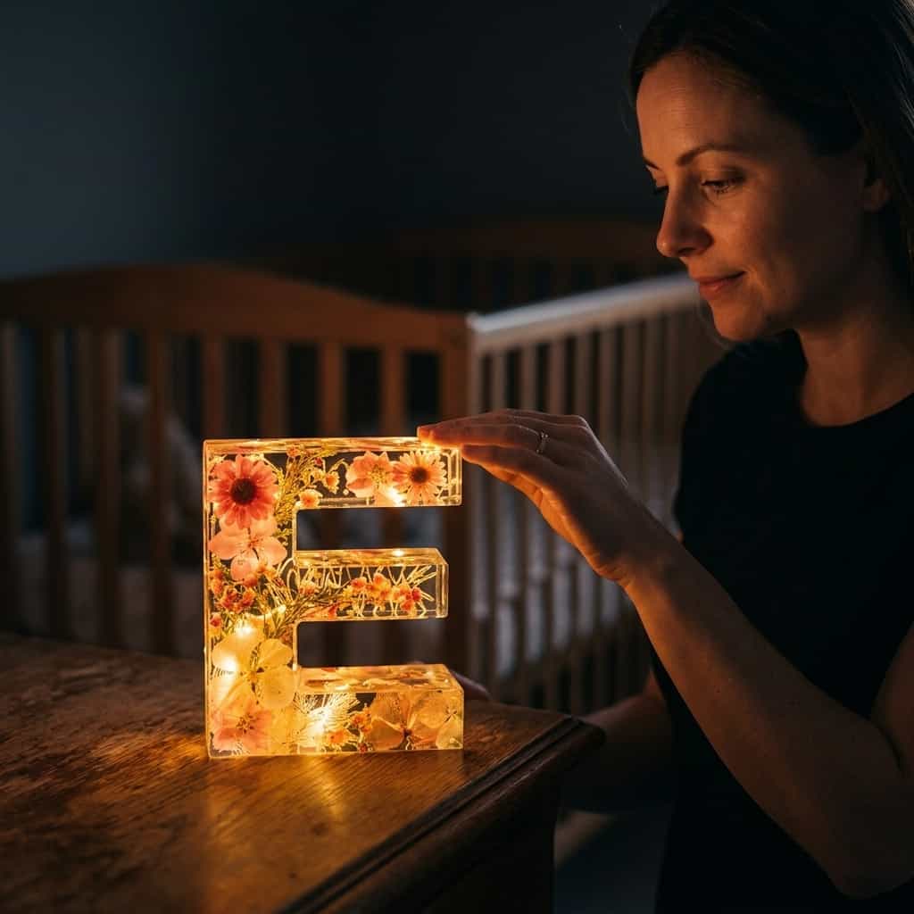 Lampa s listom a skutočným kvetom - Personalizovaná pamiatka na celý život