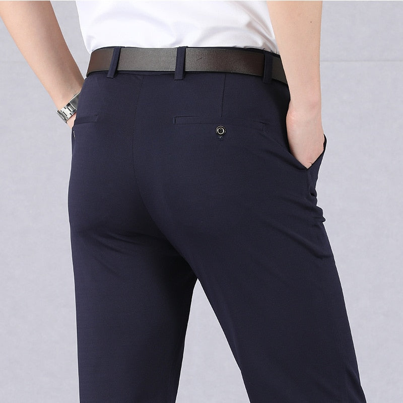 Slim Fit Stretch Pants - Professional style with a flexible fit close-up detail