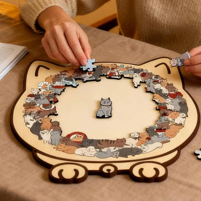 CatCraft™ - Premium puslespill med 135 trebrikker av katt