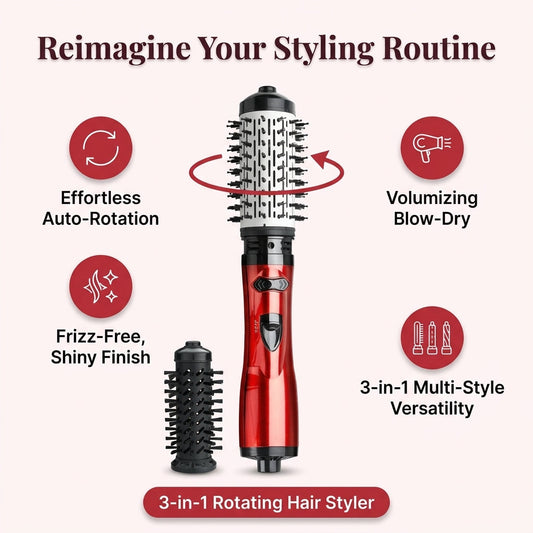 3-in-1 Rotating Hair Styler - Salon quality blowouts in seconds